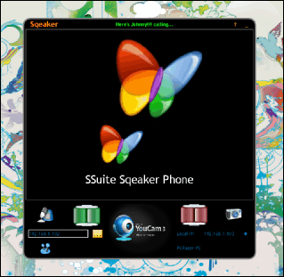 Screenshot of SSuite Sqeaker LAN Video Phone Network P2P chat from SSuite Office. Peer to/2 Peer fun! Perfect for using on Microsoft Surface Pro / Window 8 Pro Surface Tablet. 64GB and 128GB in size.