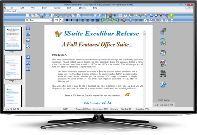 Screenshot of SSuite Office WordGraph. SSuite WordGraph is a free and very useful alternative to Microsoft's Word, OpenOffice's Writer, or anything else out there claiming to be the latest and greatest. You don't even have a need for .NET or even JAVA to be installed. This will save you a lot of hard drive space and precious computer resources. Use WordGraph for anything from writing a quick letter to producing an entire book with embedded illustrations, tables of contents, indexes, and bibliographies. WordGraph is a complete and powerful software solution for creating, editing and viewing various types of documents. You can create simple or highly structured documents include graphics, tables, charts, and insert spreadsheets you created with Accel. Updated for the latest Dekstop, Laptop, and Surface Pro tablets.